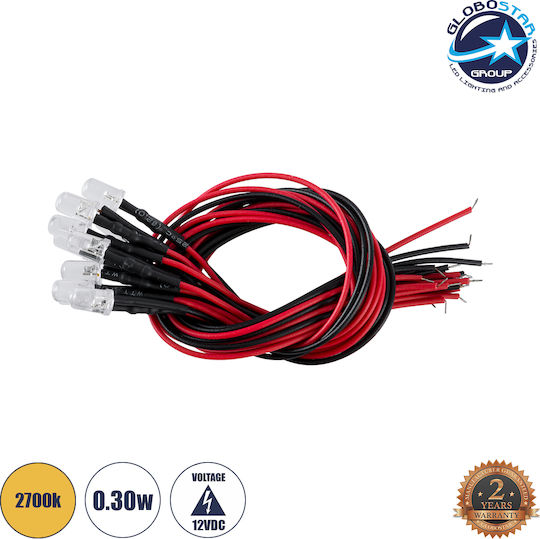 GloboStar LED 12V 0.3W Θερμό Λευκό 10τμχ 73731