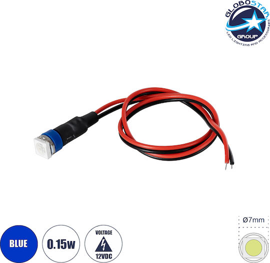 GloboStar LED 12V 0.15W Μπλε Υψηλής Ισχύος SMD LED - Φ0.7 x Υ2.3cm - Μπλε - Dimmable 1τμχ 81487