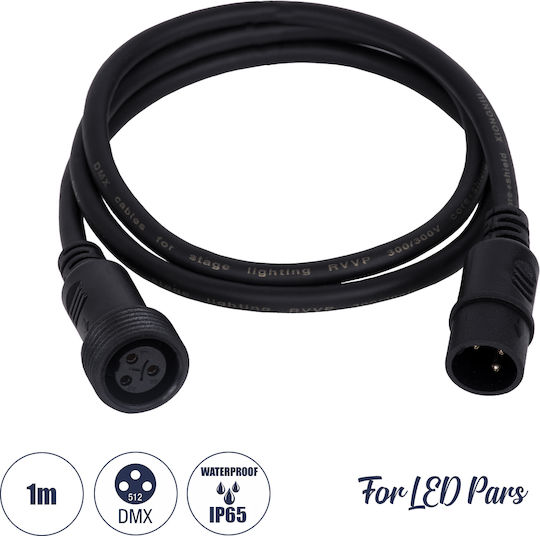 GloboStar Кабел XLR мъжки - XLR женски Черен 1м 51171