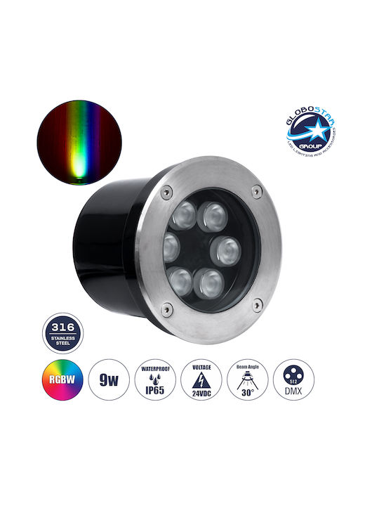 GloboStar Ground-Tina Spot Outdoor Floor Lamp LED 9W RGBW IP65 Silver