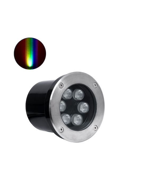 GloboStar Ground-Tina Spot Outdoor Floor Lamp LED 9W RGBW IP65 Silver