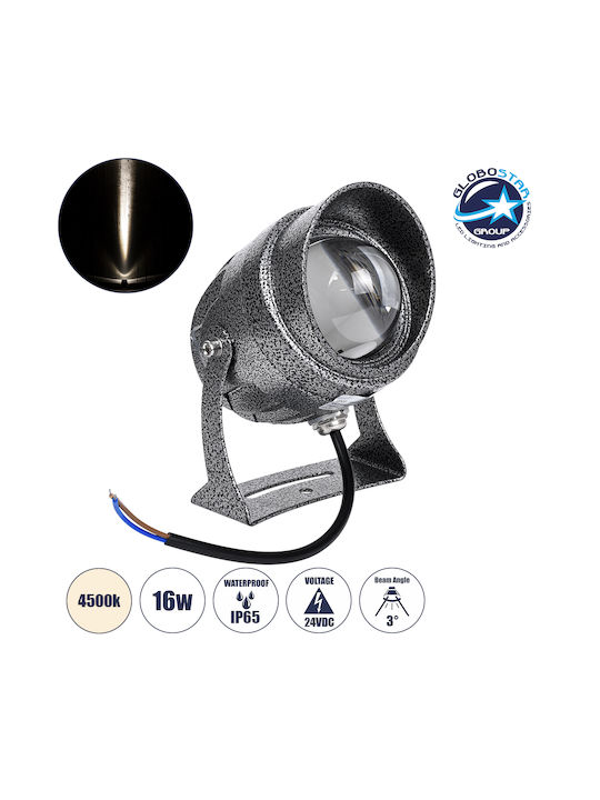 GloboStar Φωτιστικό Προβολάκι LED Εξωτερικού Χώρου 16W με Φυσικό Λευκό Φως IP65 Γκρι