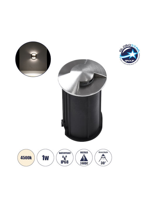 GloboStar GloboStar Außenstehlampe LED 1W mit Natürliches Weiß Licht IP68 Silber