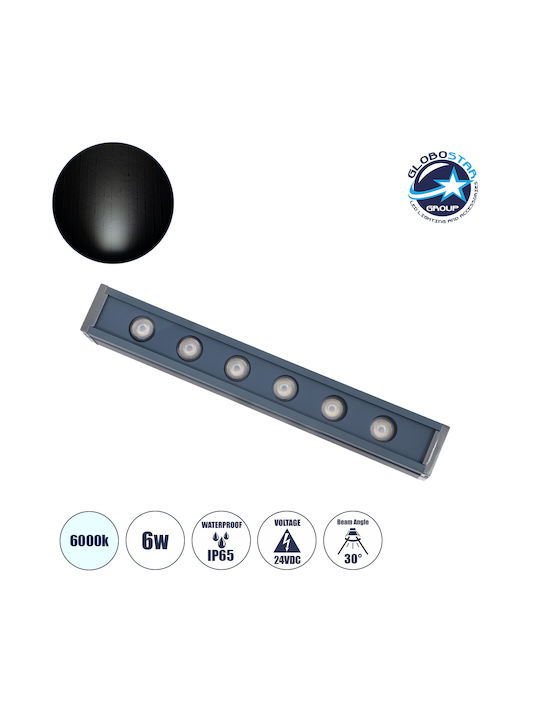 GloboStar Außenstehlampe LED Wall Washer 6W mit Kaltweißem Licht IP65 Grau