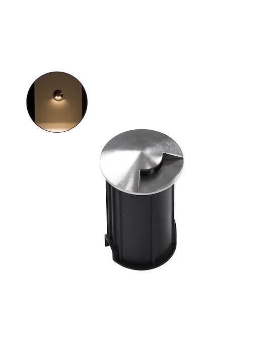 GloboStar Undergroundrena Σποτ Δαπέδου LED 1W με Θερμό Λευκό Φως IP68 Ασημί
