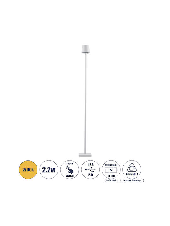 GloboStar Nega Outdoor Floor Lamp LED 2.2W with Warm White Light IP44 White