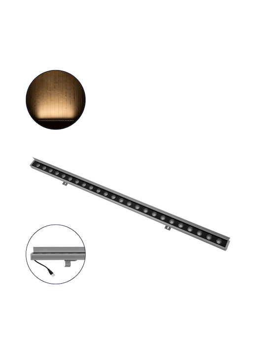 GloboStar Faia Outdoor Floor Lamp LED Wall Washer 24W with Warm White Light IP65 Silver