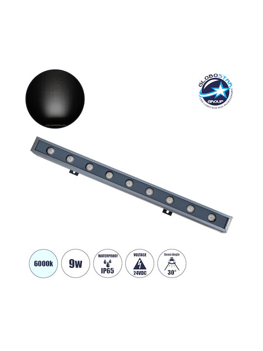 GloboStar Außenstehlampe LED Wall Washer 9W mit Kaltweißem Licht IP65 Grau