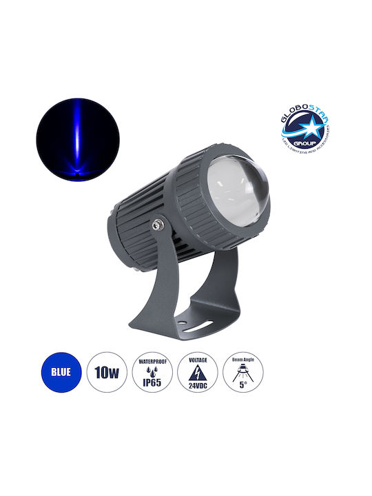 GloboStar Fenia Außenstehlampe Projektor LED Außeneinsatz 10W mit Blauer Farbe IP65 Graue