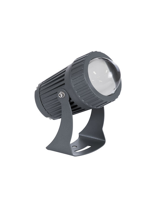 GloboStar Fenia Außenstehlampe Projektor LED Außeneinsatz 10W mit Blauer Farbe IP65 Graue