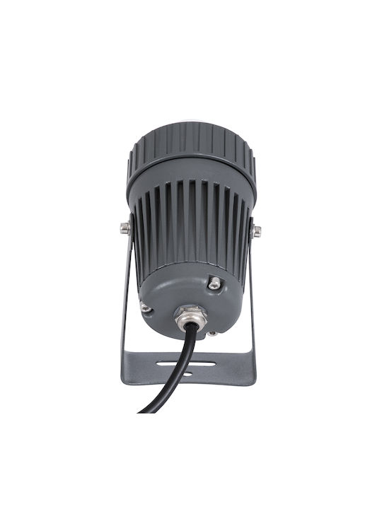GloboStar Fenia Außenstehlampe Projektor LED Außeneinsatz 10W mit Blauer Farbe IP65 Graue