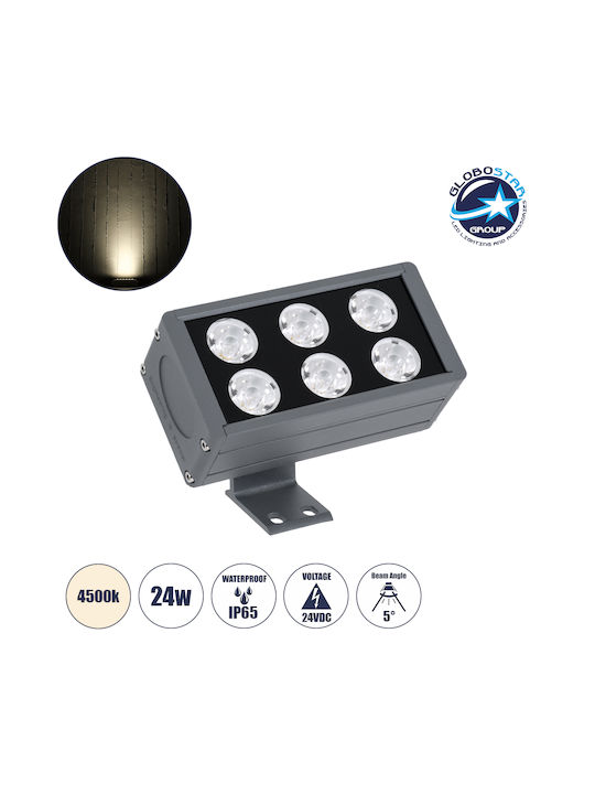GloboStar Flood-Dany Outdoor Floor Lamp LED Wall Washer 24W with Natural White Light IP65 Gray