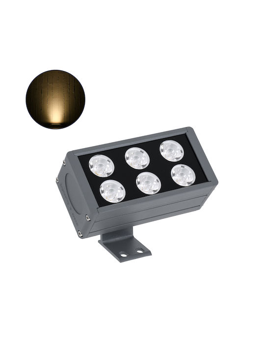 GloboStar Flood-Dany Lampă De Podea Pentru Exterior LED Mașină De Spălat Pe Perete 24W Cu Lumină Alb Cald IP65 Gri