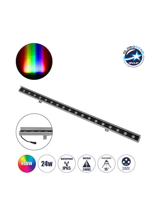 GloboStar Faia Εξωτερικό Φωτιστικό LED Wall Washer 24W RGBW IP65 Ασημί