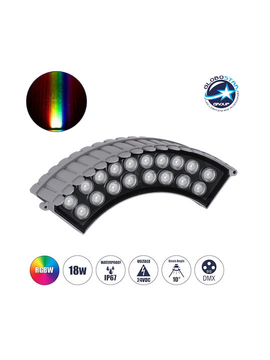 GloboStar Treelight Jina Lampă De Podea Pentru Exterior LED Mașină De Spălat Pe Perete 18W RGBW IP67 Gri