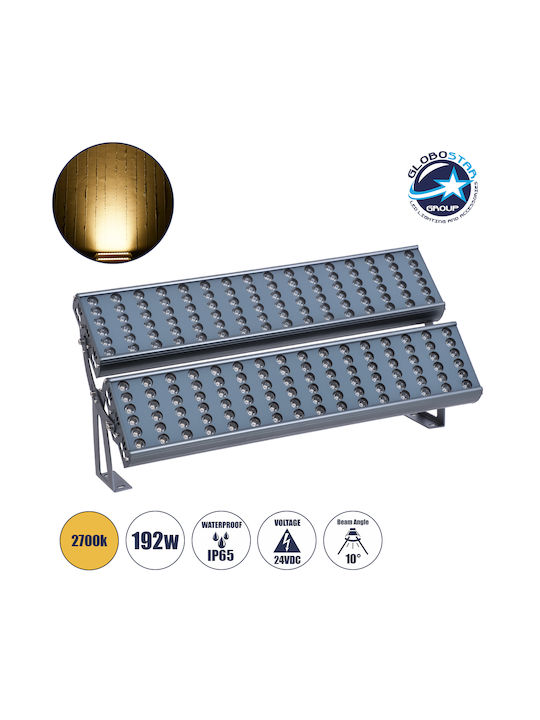 GloboStar Flood-Tena Outdoor Floor Lamp LED Wall Washer 192W with Warm White Light IP65 Silver