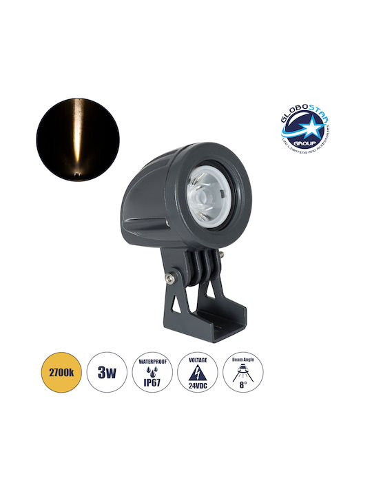 GloboStar Treelighttreeditа Außenstehlampe Projektor LED Außenbereich 3W mit Warmweißem Licht IP67 Graue