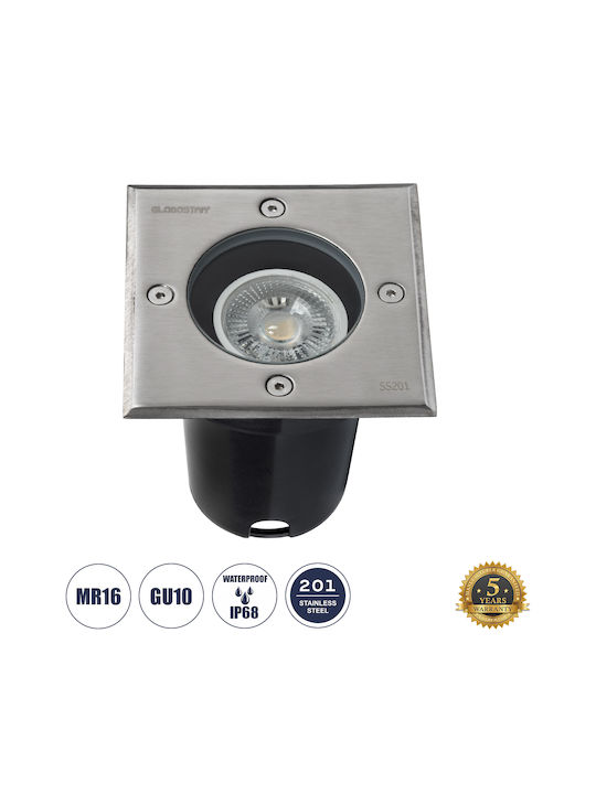 GloboStar Spot Floor Lamp 40W IP68 for GU10 Light Bulb Base Silver
