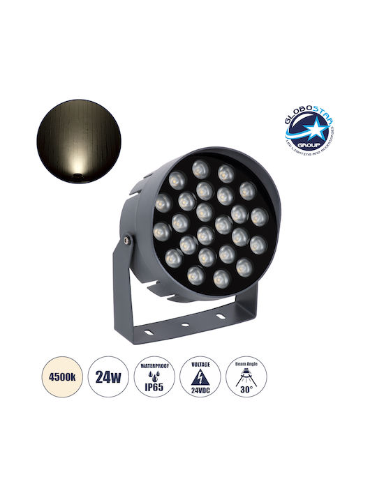 GloboStar Flood-nigma Lampă De Podea Pentru Exterior LED Mașină De Spălat Pe Perete 24W Cu Lumină Alb Natural IP65 Gri