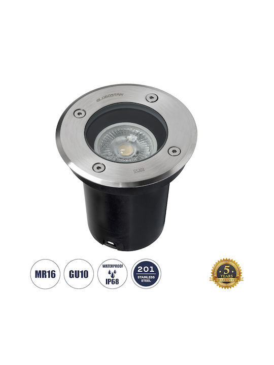 GloboStar Floor Spot IP68 for GU10 Socket Silver