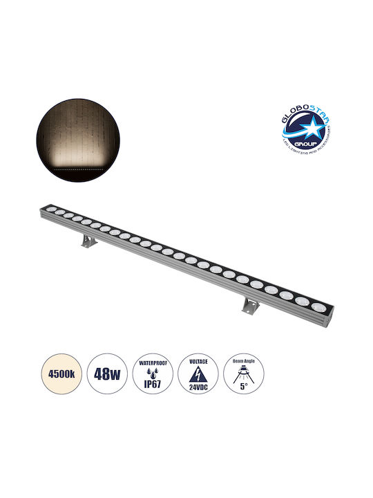 GloboStar Javia Outdoor Floor Lamp LED Wall Washer 48W with Natural White Light IP67 Gray