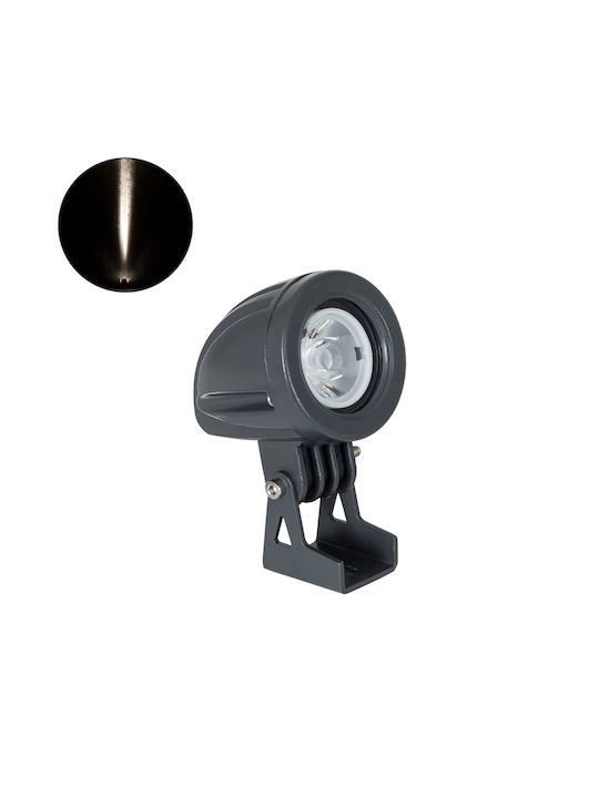 GloboStar Treelighttreedita Außenstehlampe Projektor LED 3W mit Natürliches Weiß Licht IP67 Graue