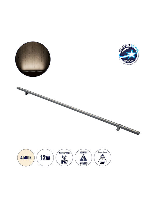 GloboStar Stellar Εξωτερικό Φωτιστικό LED Wall Washer 12W με Φυσικό Λευκό Φως IP67 Γκρι