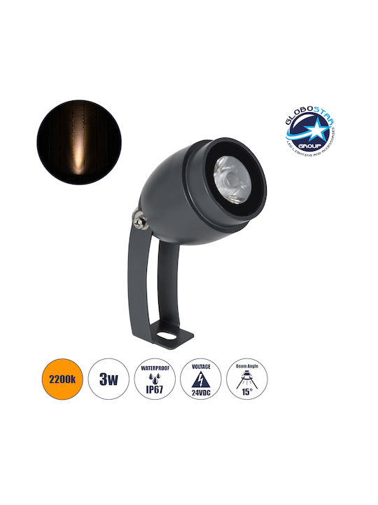 GloboStar GloboStar Außenstehlampen Projektor LED 3W mit Warmes Weiß IP67 Graue