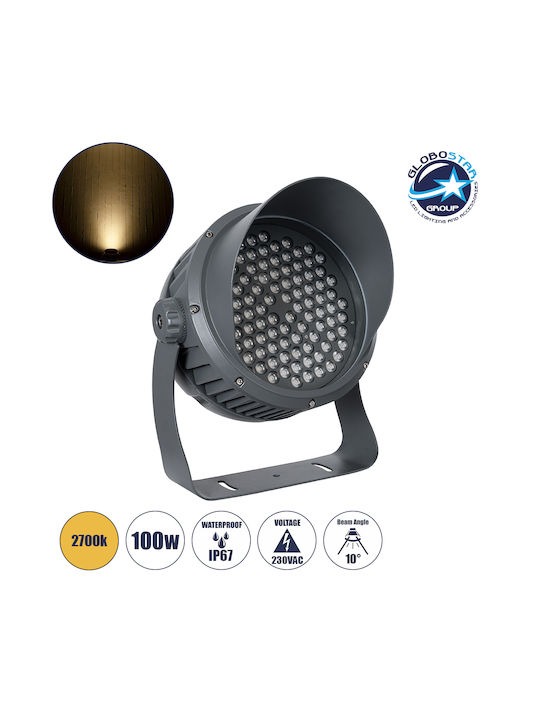 GloboStar Flooddimo Lampă De Podea Pentru Exterior LED Mașină De Spălat Pe Perete 100W Cu Lumină Alb Cald IP67 Alb