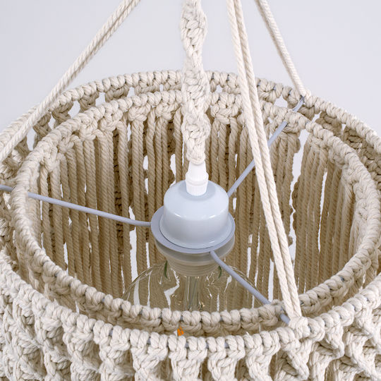 GloboStar Algeria Beige Boho Ceiling Pendant Light with Rope for E27 Socket 30x40x40cm