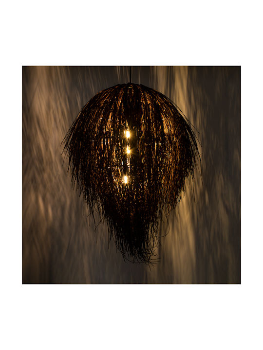 GloboStar Archipelago Hängelampe Braun Boho Raster mit Fassung E27 40cm.