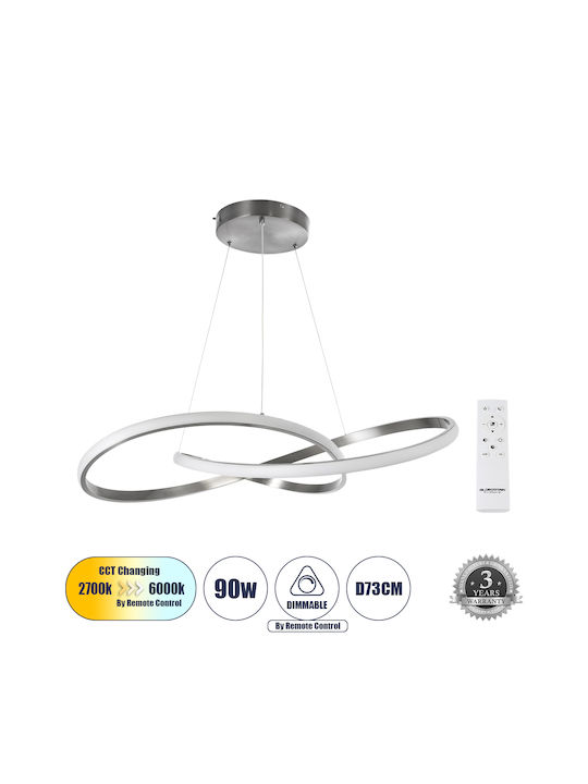 GloboStar Dexter Pendant Light Silver 73x73x16cm