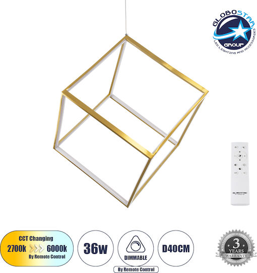 GloboStar Kiboo Hängelampe Gold 40x40x40cm.
