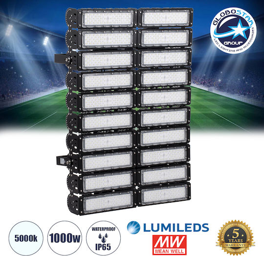 GloboStar GOLIATH Водоустойчив LED Прожектор 1000W Студено Бяло 5000K IP65