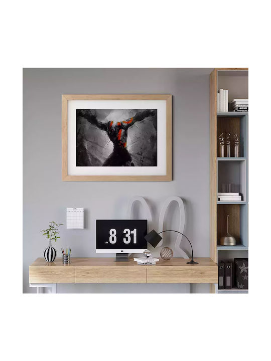 Gaming Poster God War Kratos Gm029 30cm X 40cm Premium Black Wooden Frame