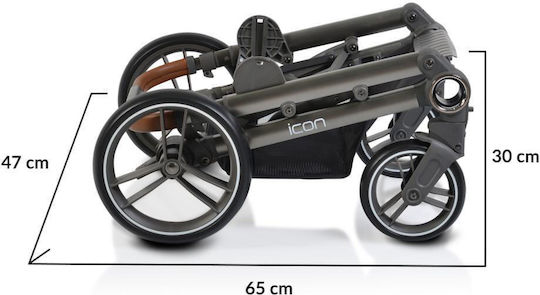 Cangaroo Icon Verstellbar 3 in 1 Baby Kinderwagen Geeignet für Neugeborene Grey 13.2kg