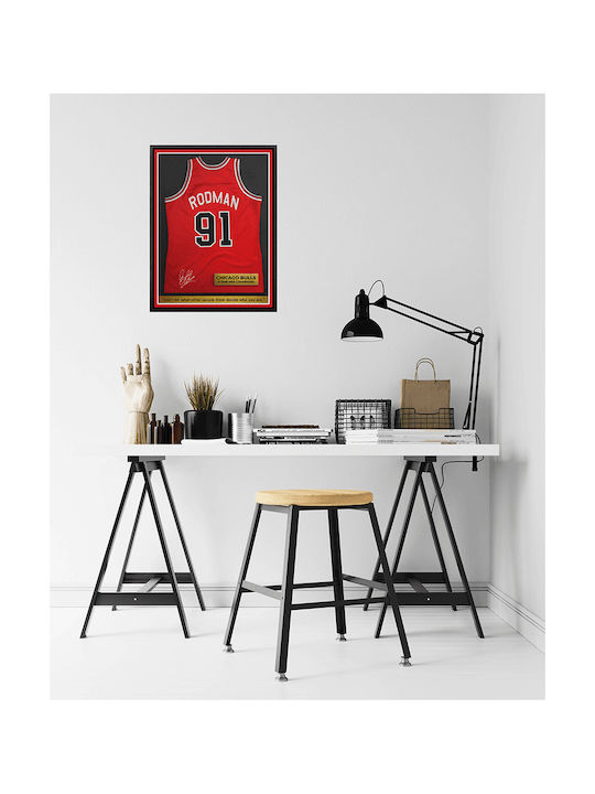 Poster Nba Rodman 91 Jersey Snk056 21cm X 30cm Premium Μαύρο Ξύλινο Κάδρο