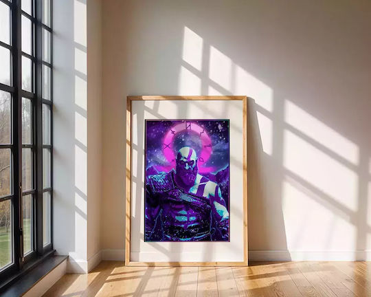 Gaming Poster Synthwave Kratos Gm2311 21cm X 30cm Premium Μαύρο Ξύλινο Κάδρο