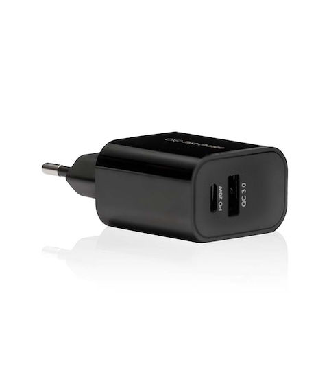 Leewello Încărcător cu Port USB-A și Port USB-C și Cablu USB-C 20W Livrarea energiei / Quick Charge 3.0 Negruς (LW-331)
