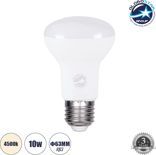 GloboStar LED Bulb 10W 104mm for Socket E27 and Shape R63 Natural White 970lm
