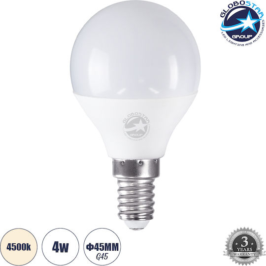 GloboStar LED Bulb 4W 78mm for Socket E14 and Shape G45 Natural White 388lm