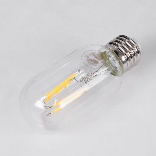 GloboStar LED Bulb 4W 110mm for Socket E27 and Shape T45 Natural White 440lm Dimmable