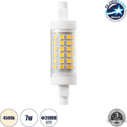 GloboStar LED-Lampe 7W 78mm für Fassung R7S Naturweiß 819lm