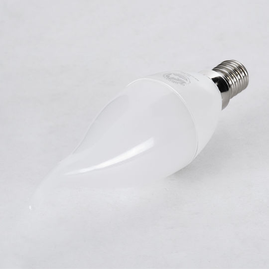 GloboStar Λάμπα LED 6W 125mm για Ντουί E14 και Σχήμα C37T Θερμό Λευκό 564lm