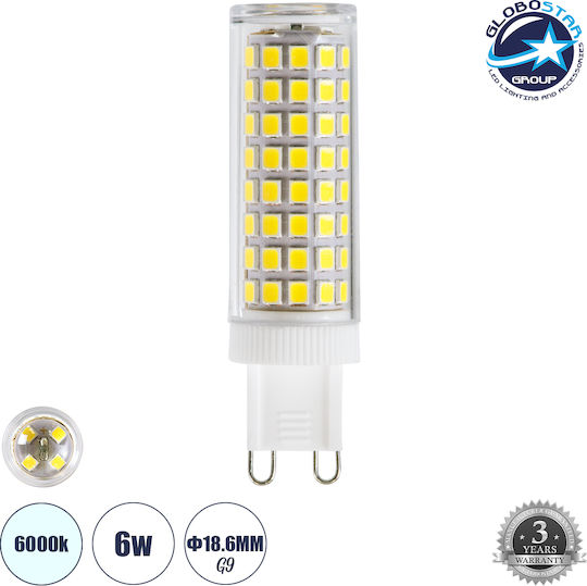 GloboStar LED крушка 6W 80mm за фасунга G9 Хладно бяло 876лм