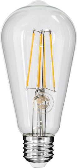 GloboStar Edison Retro LED Bulb 10W 145mm for Socket E27 and Shape ST64 Warm White 1100lm Dimmable