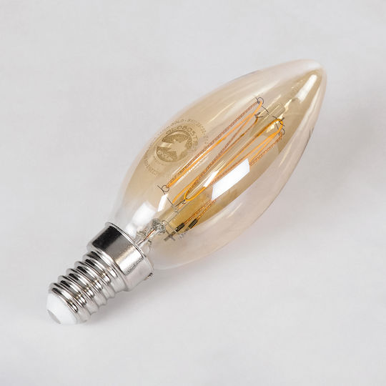 GloboStar LED Bulb 2W 105mm for Socket E14 and Shape C35 Warm White 140lm Dimmable