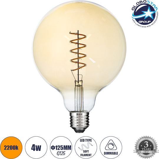 GloboStar Edison Retro LED Bulb 6W 180mm for Socket E27 and Shape G125 Warm White 490lm Dimmable