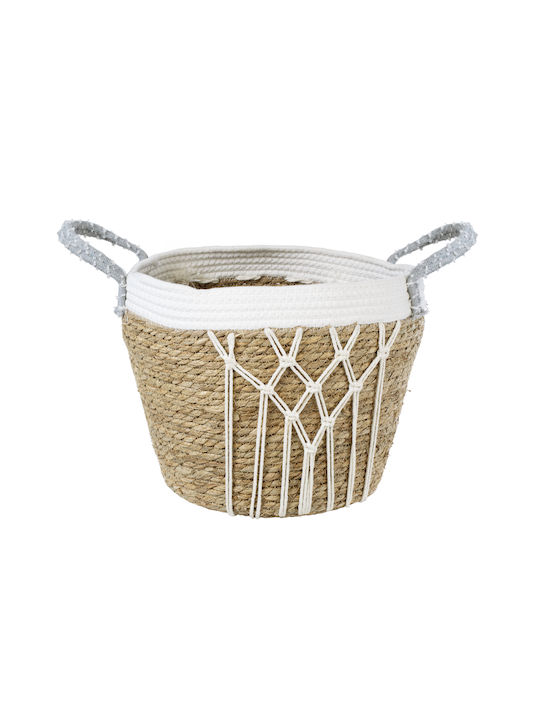GloboStar Artificial Garden Sardinia Planter Macrame Beige with Stand 25x25x20cm.