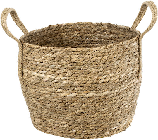 GloboStar PAROS Übertopf Korbweide Beige 29x29x25εκ.